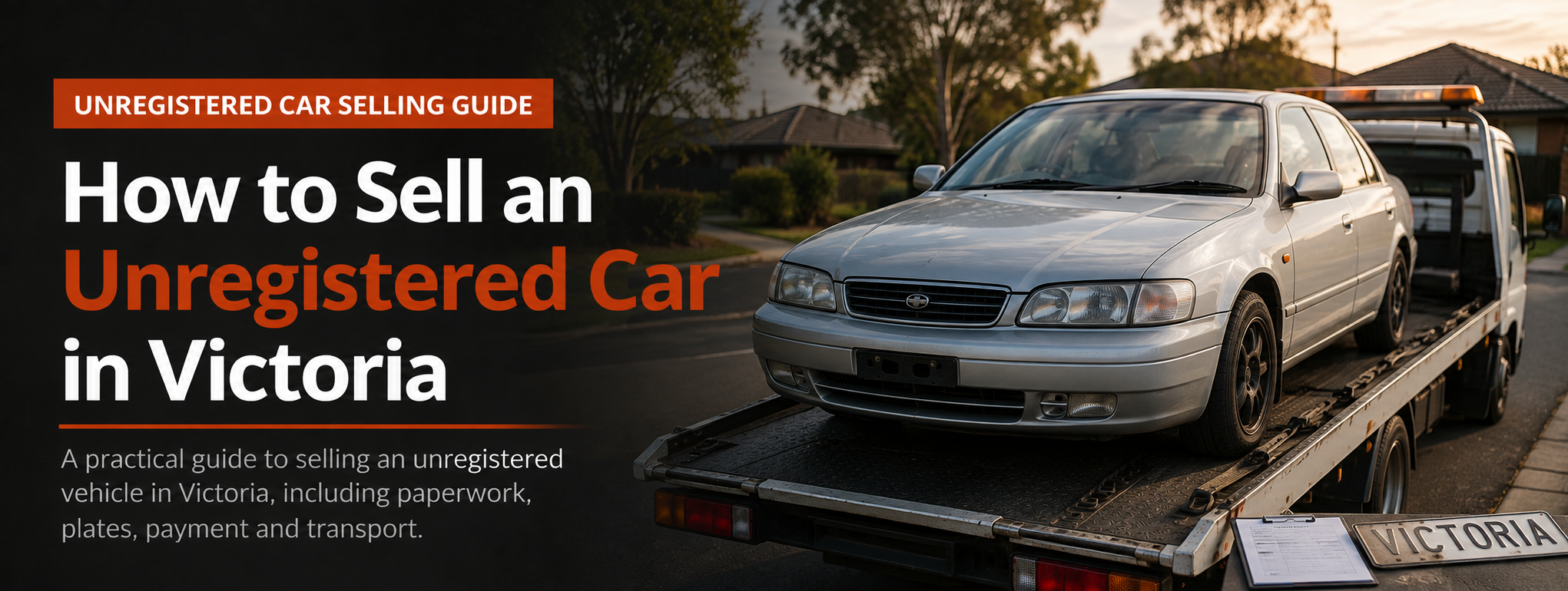 Unregistered car prepared for sale and collection in Victoria