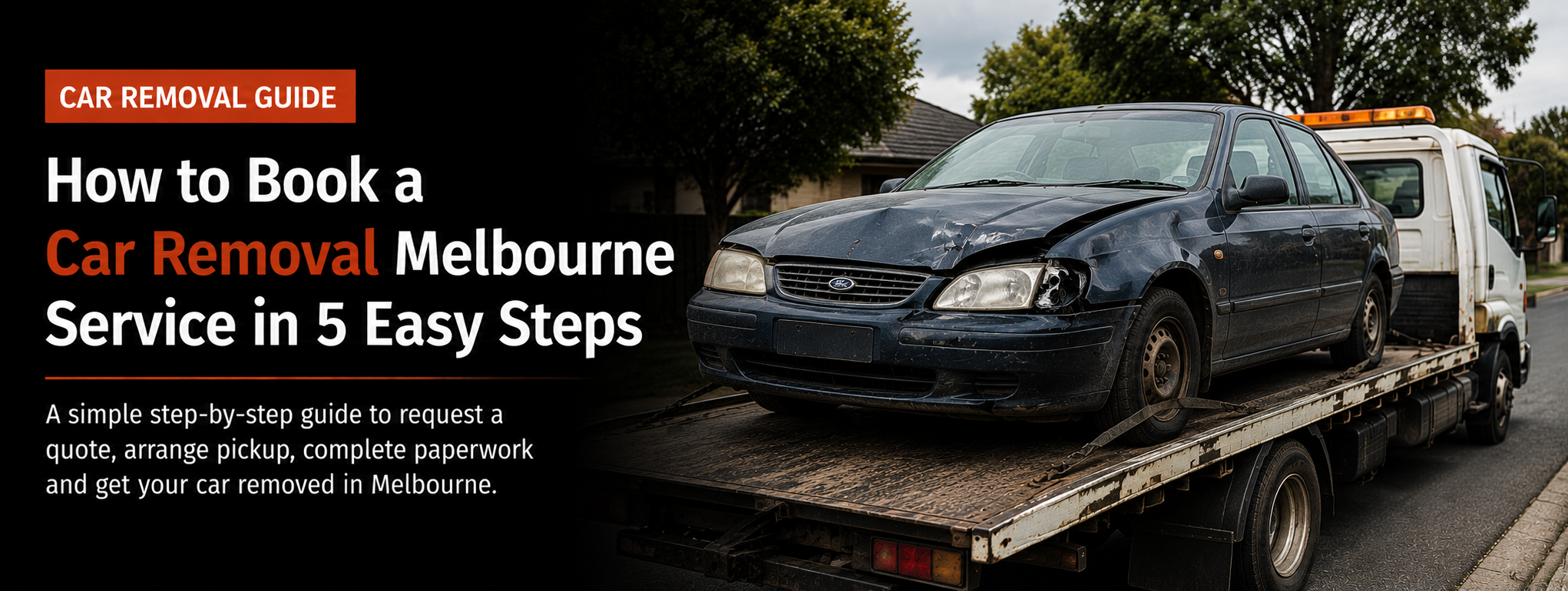 Car removal truck collecting a vehicle in Melbourne