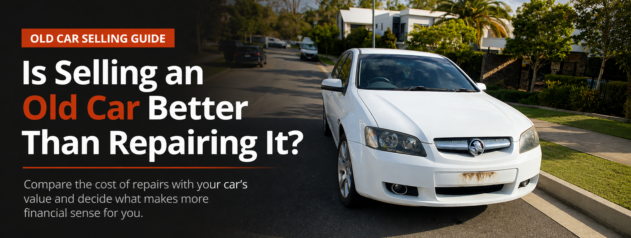 Old car being assessed for repair or sale in Melbourne